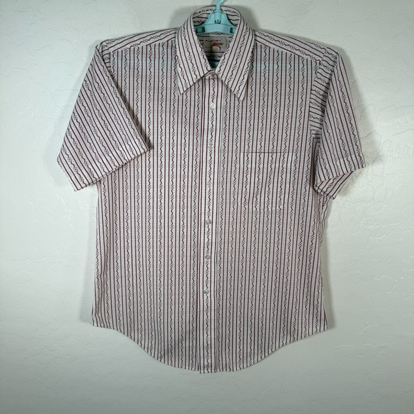 Arrow Other - Vintage Arrow Shirt Mens 15.5‎ Button Up Short Sleeve Knits Polyester Nylon